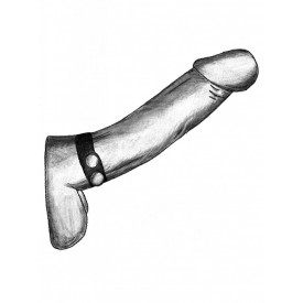 Черный узкий ремень-утяжка на пенис с кнопками